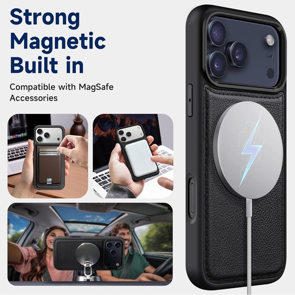 Kingflag Case for Phone 17 Pro Max with 360° Rotatable Metal Ring Stand Black💎 - Picture 4 of 10